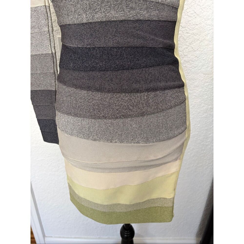 Hervé Léger Arabella One-Shoulder Bandage Bodycon Dress Green Ombré Size S - Picture 11 of 12